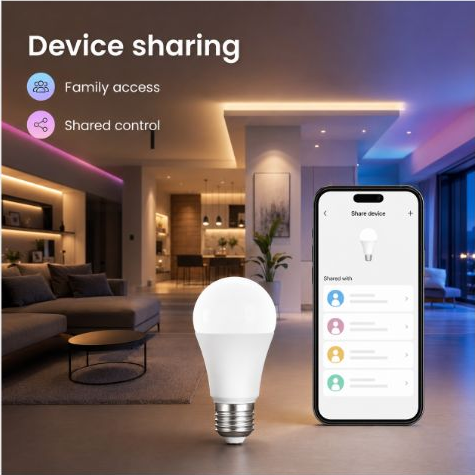 Device sharing and family access for E27 smart bulb