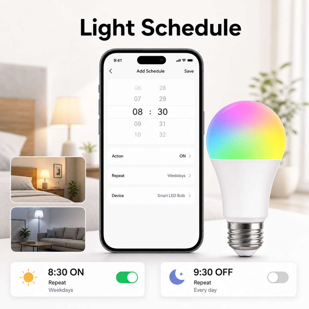 Light schedule interface for E27 smart bulb