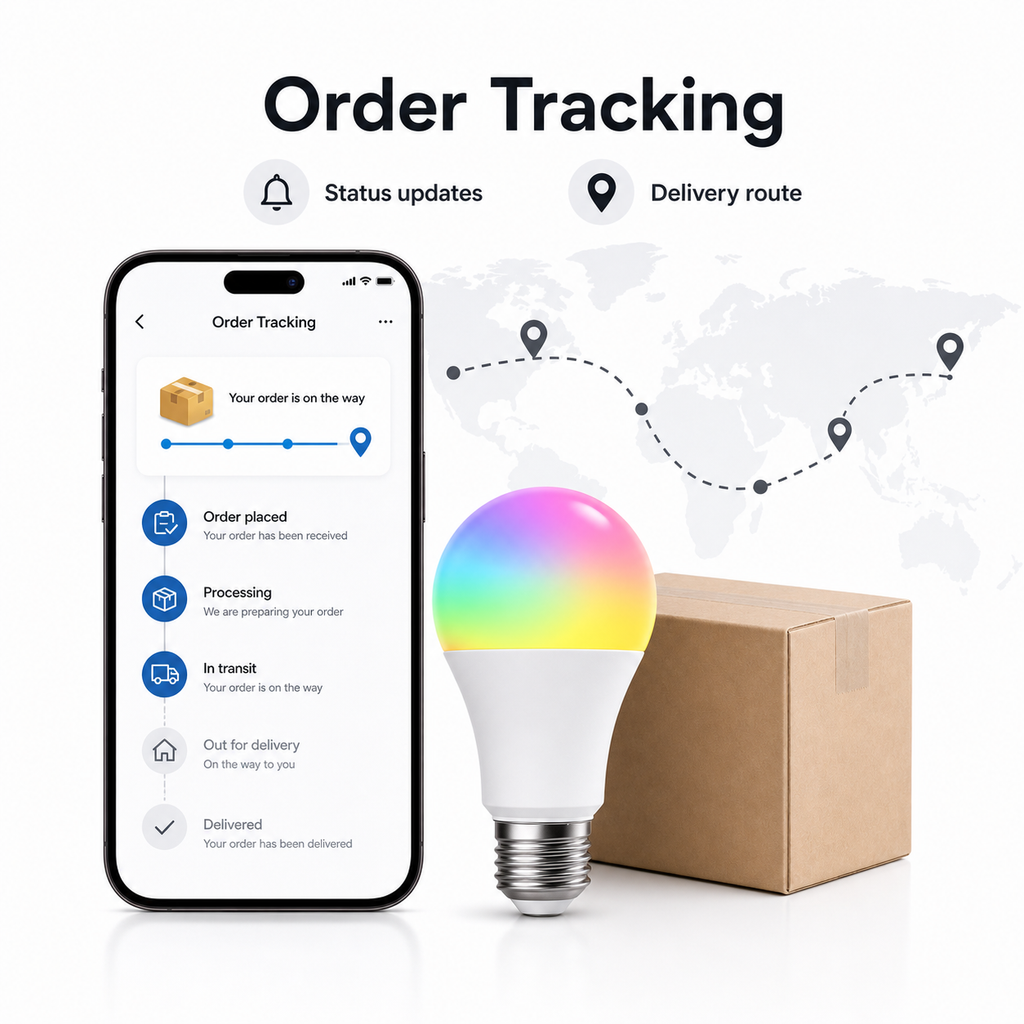 Order tracking overview for E27 smart bulb