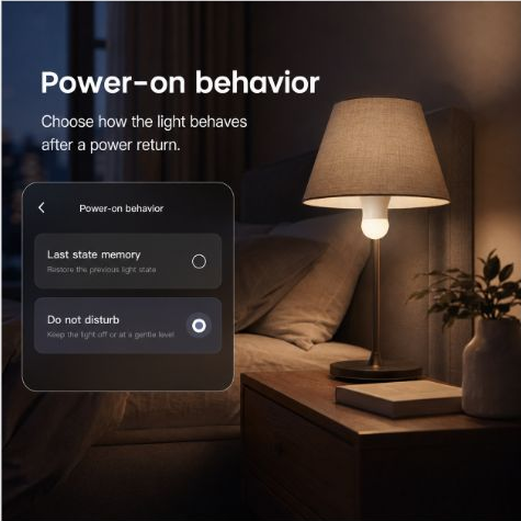 Power-on behavior settings for E27 ZigBee smart bulb