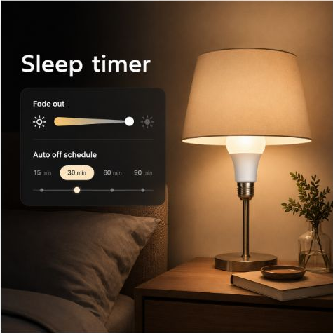 Sleep timer and auto off schedule for E27 smart bulb