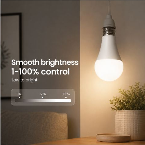 Smooth brightness slider feature for E27 smart bulb