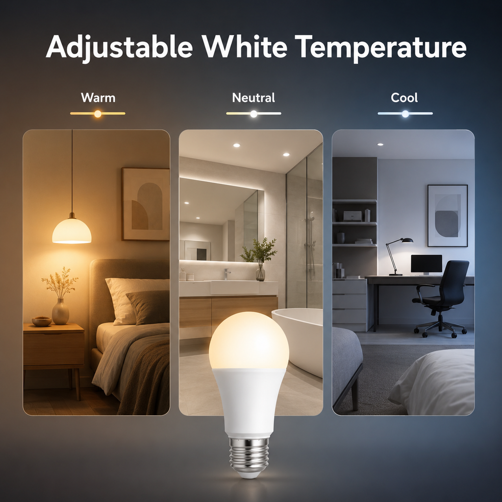 Adjustable white temperature scenes for smart E27 bulb