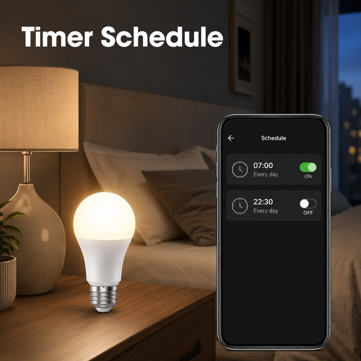 Timer schedule control for smart bulb