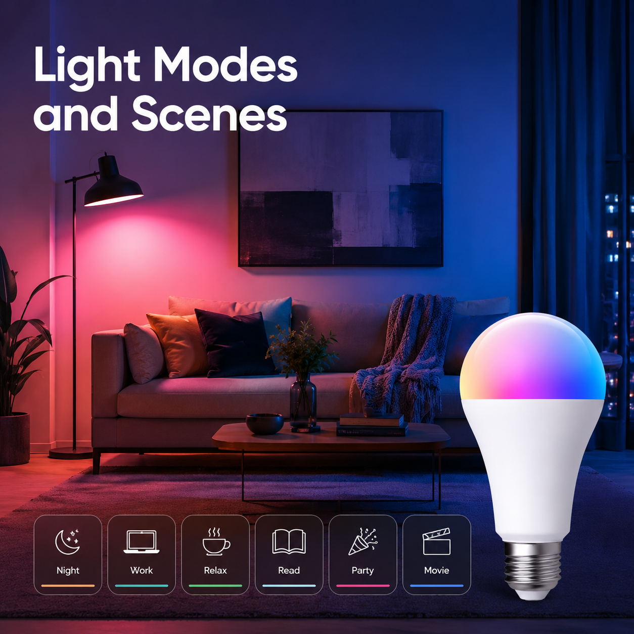 Light modes and scene presets for smart bulb