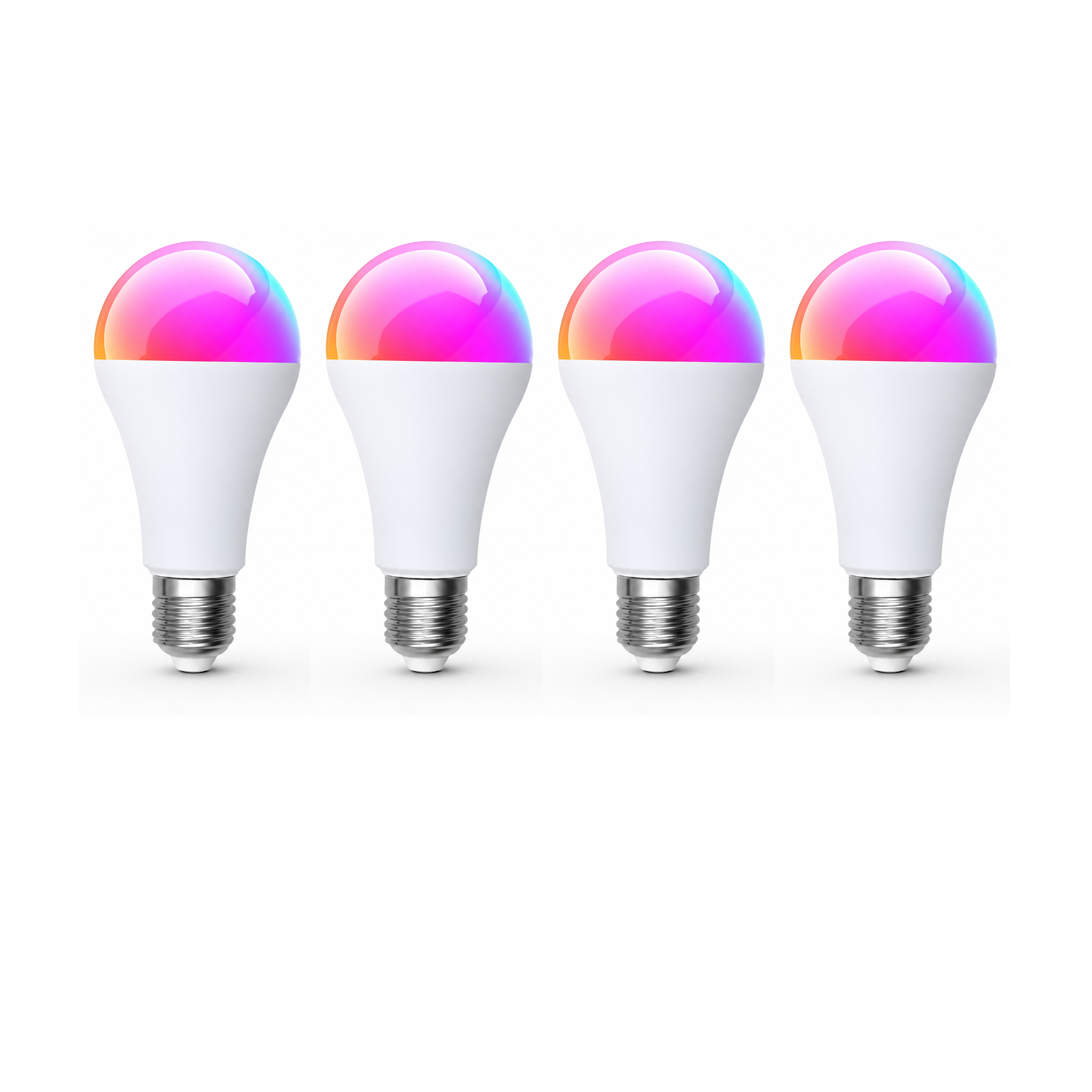 Lot de 4 ampoules LED E27 Wi-Fi Matter RGB CCT 14W Neolight sur fond blanc