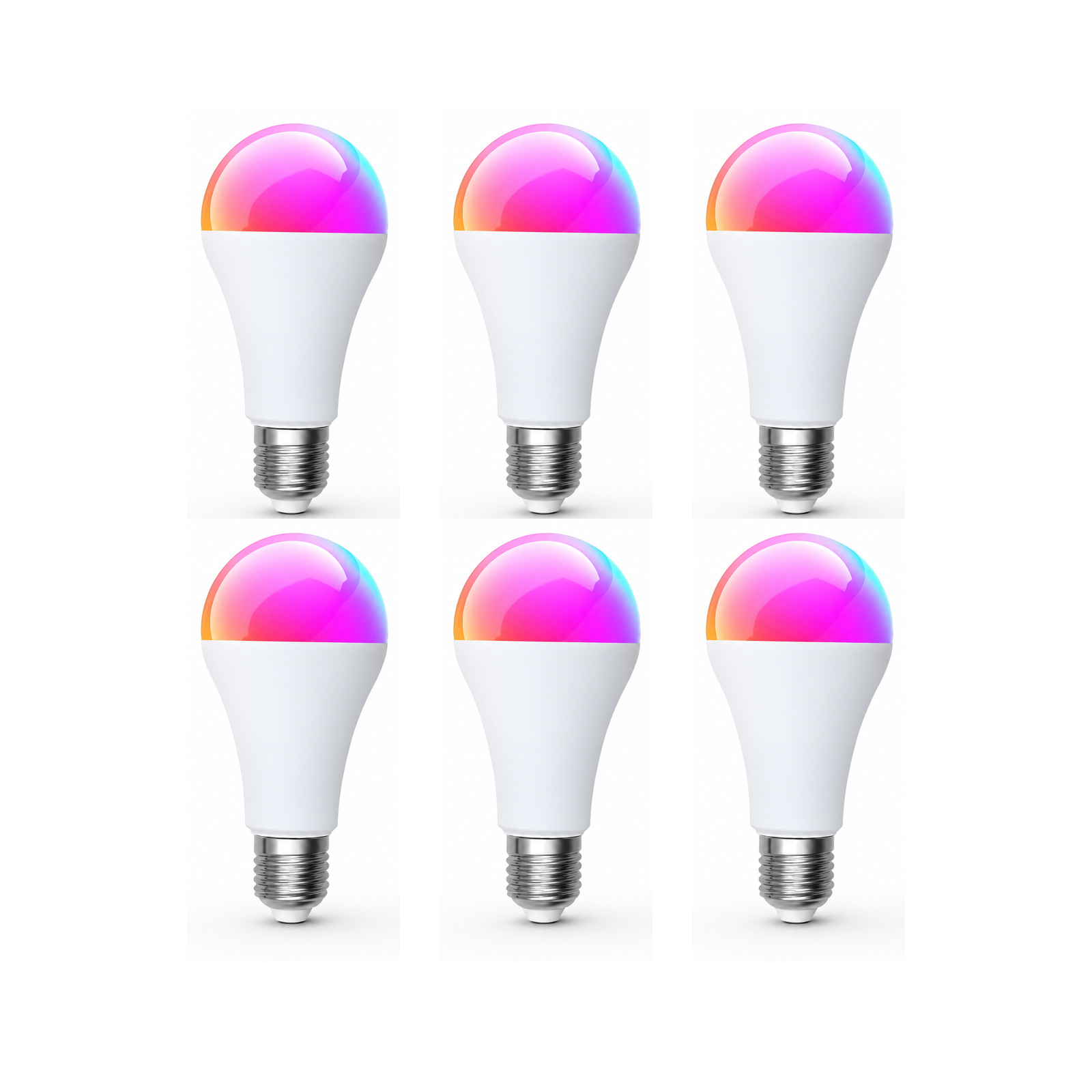 Lot de 6 ampoules LED E27 Wi-Fi Matter RGB CCT 14W Neolight sur fond blanc