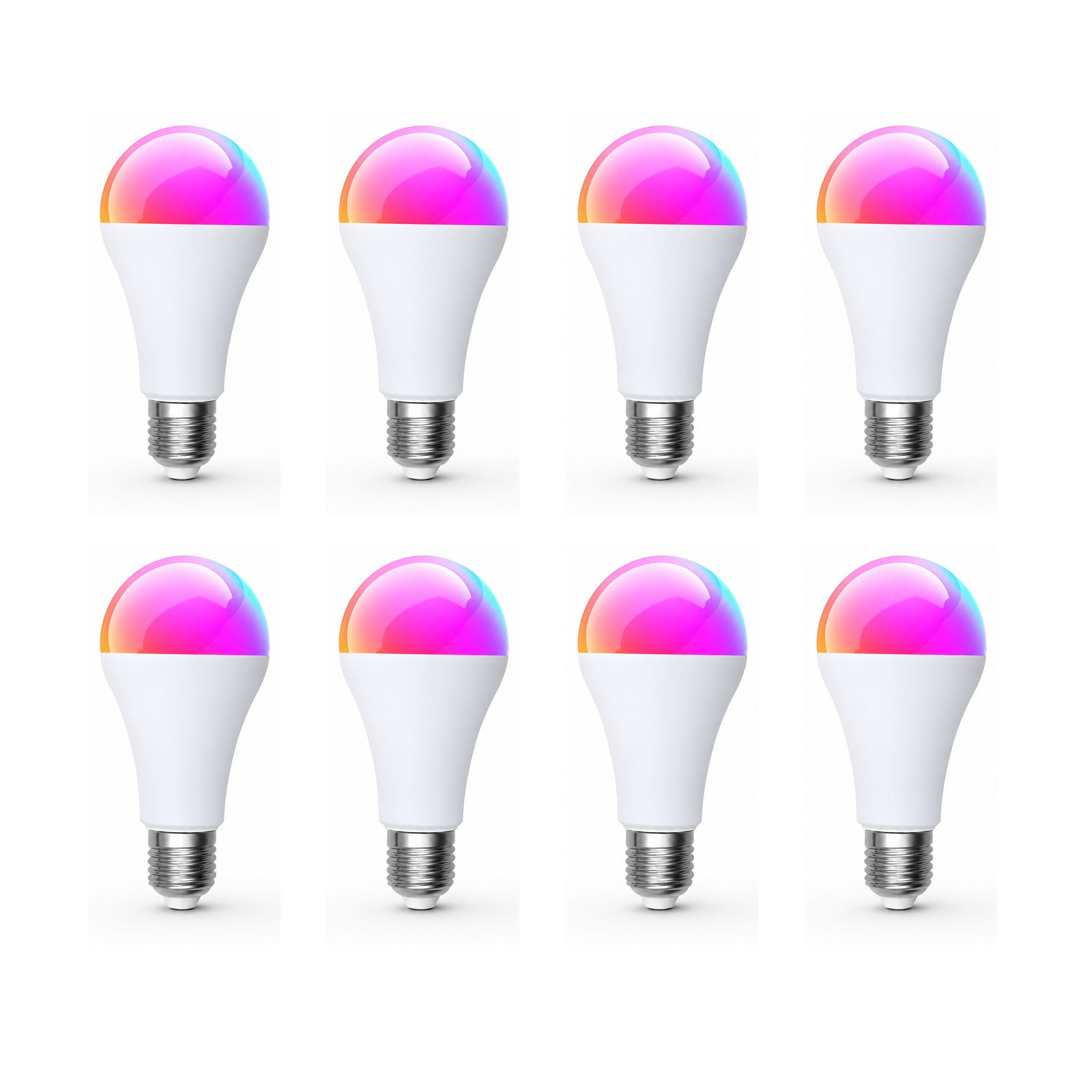 Lot de 8 ampoules LED E27 Wi-Fi Matter RGB CCT 14W Neolight sur fond blanc