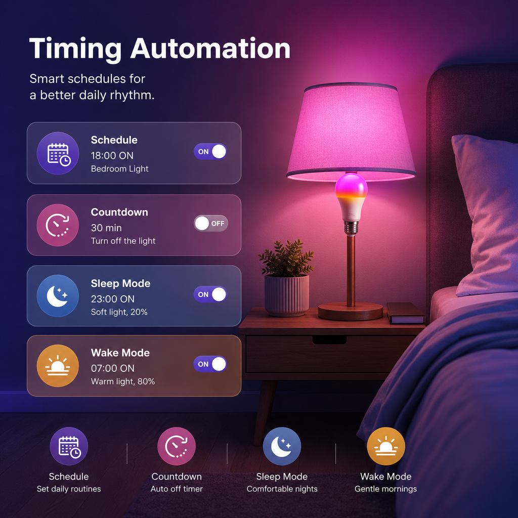Timing automation schedule for smart Matter LED bulb