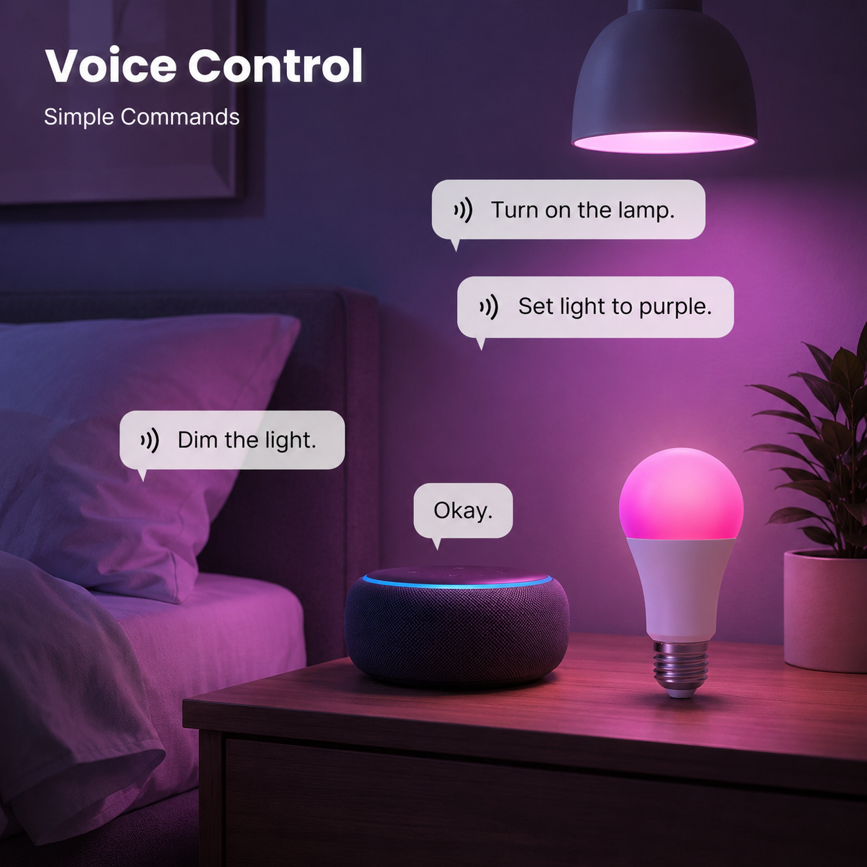 Generic voice control scene for smart Matter LED bulb