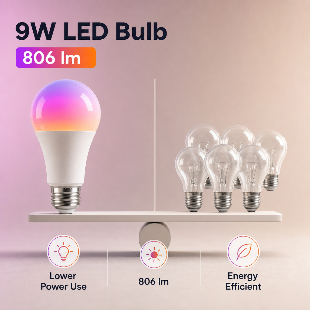 9W LED bulb efficiency comparison
