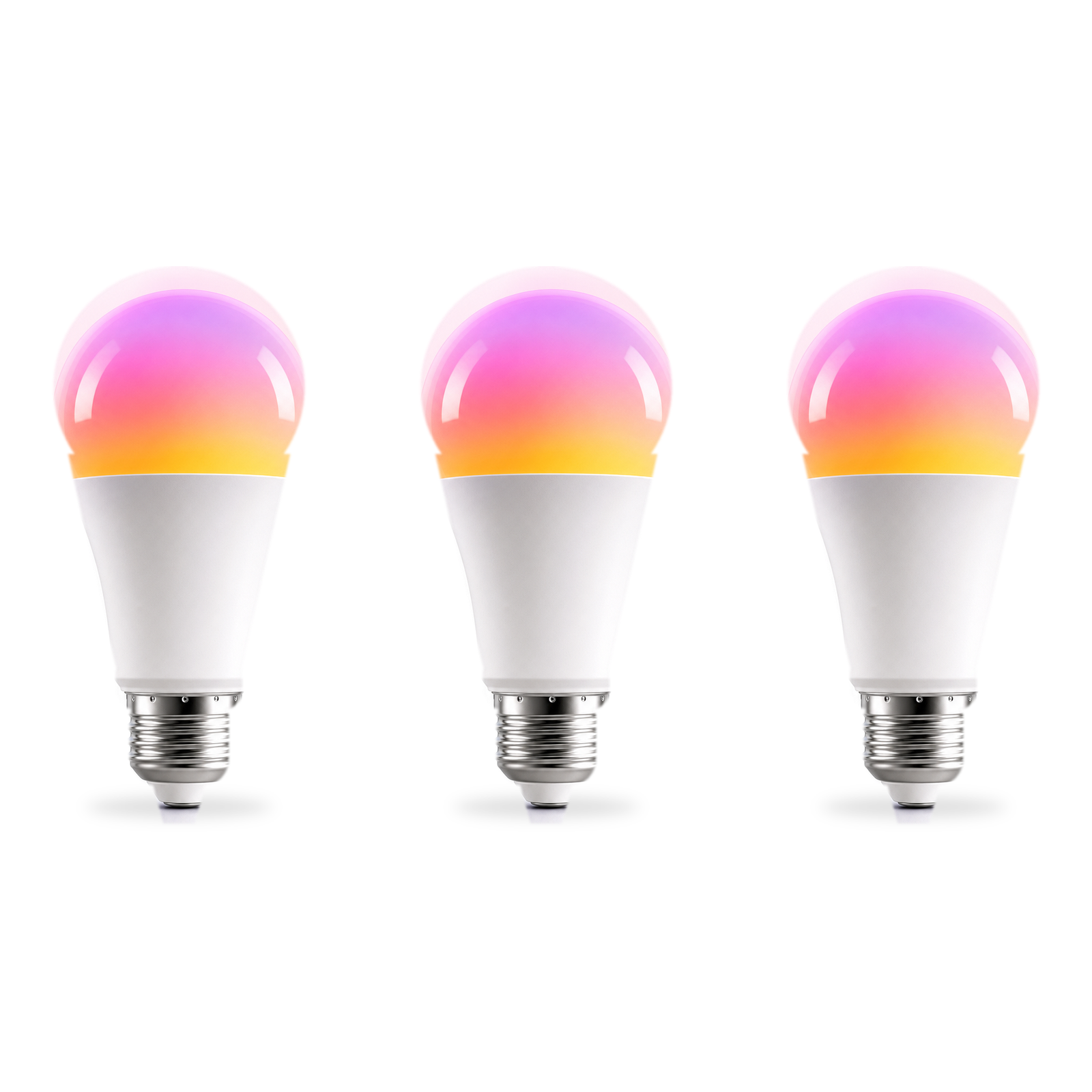 Ampoules LED E27 Matter RGB 9W NéoLight en lot de 3 sur fond blanc