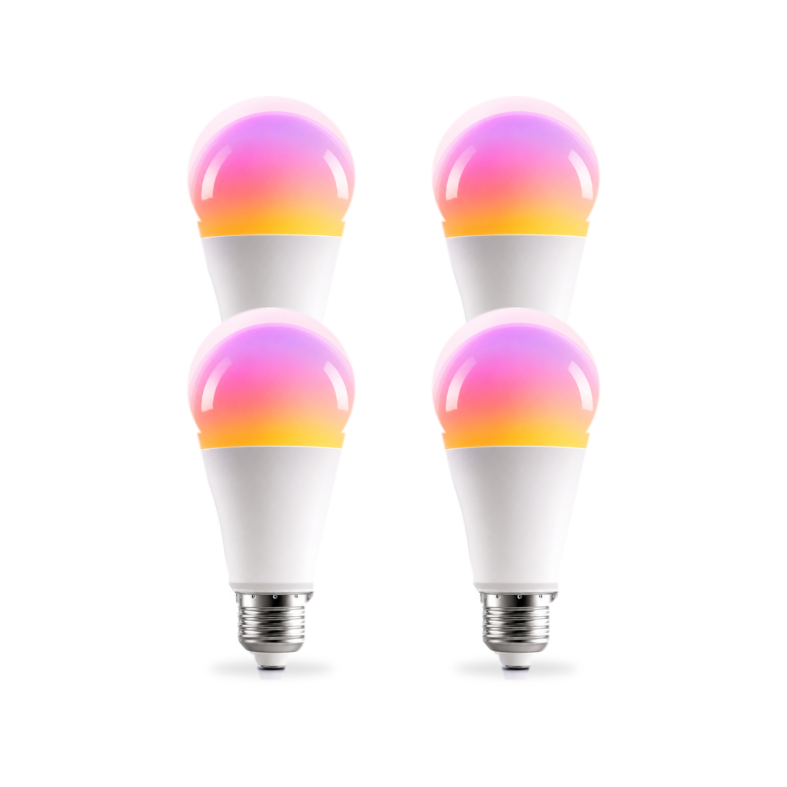 Ampoules LED E27 Matter RGB 9W NéoLight en lot de 4 sur fond blanc