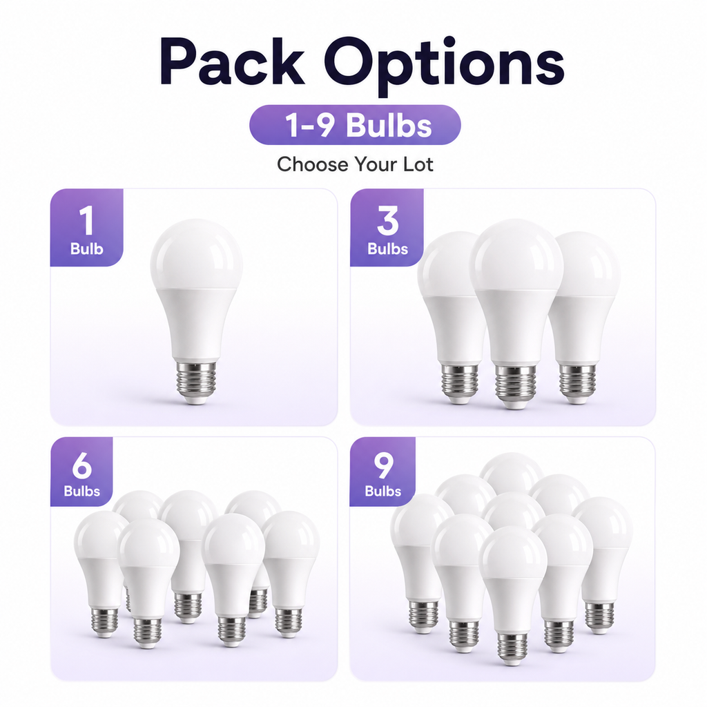 Pack options for E27 9W smart bulbs
