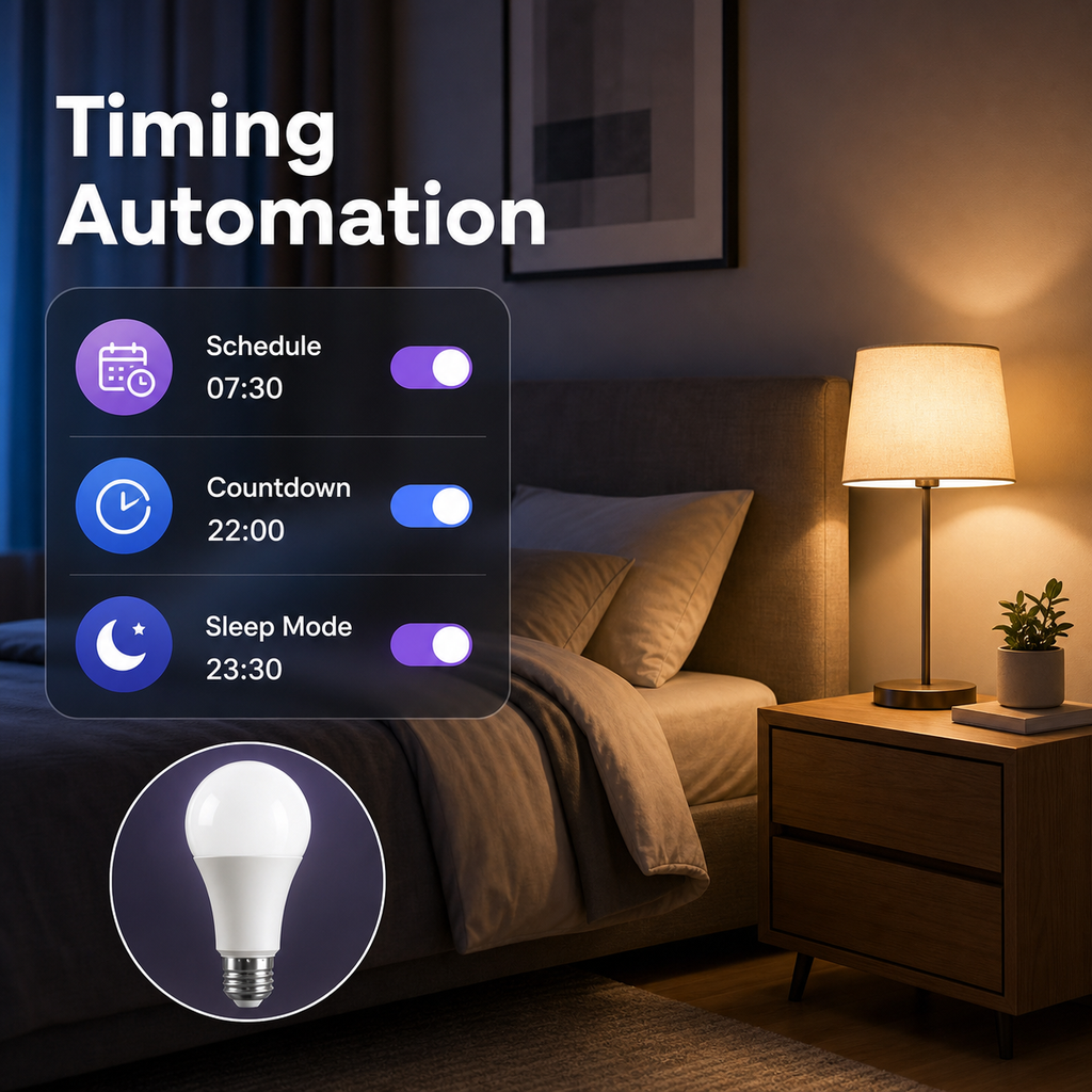 Timing automation controls for smart bulb