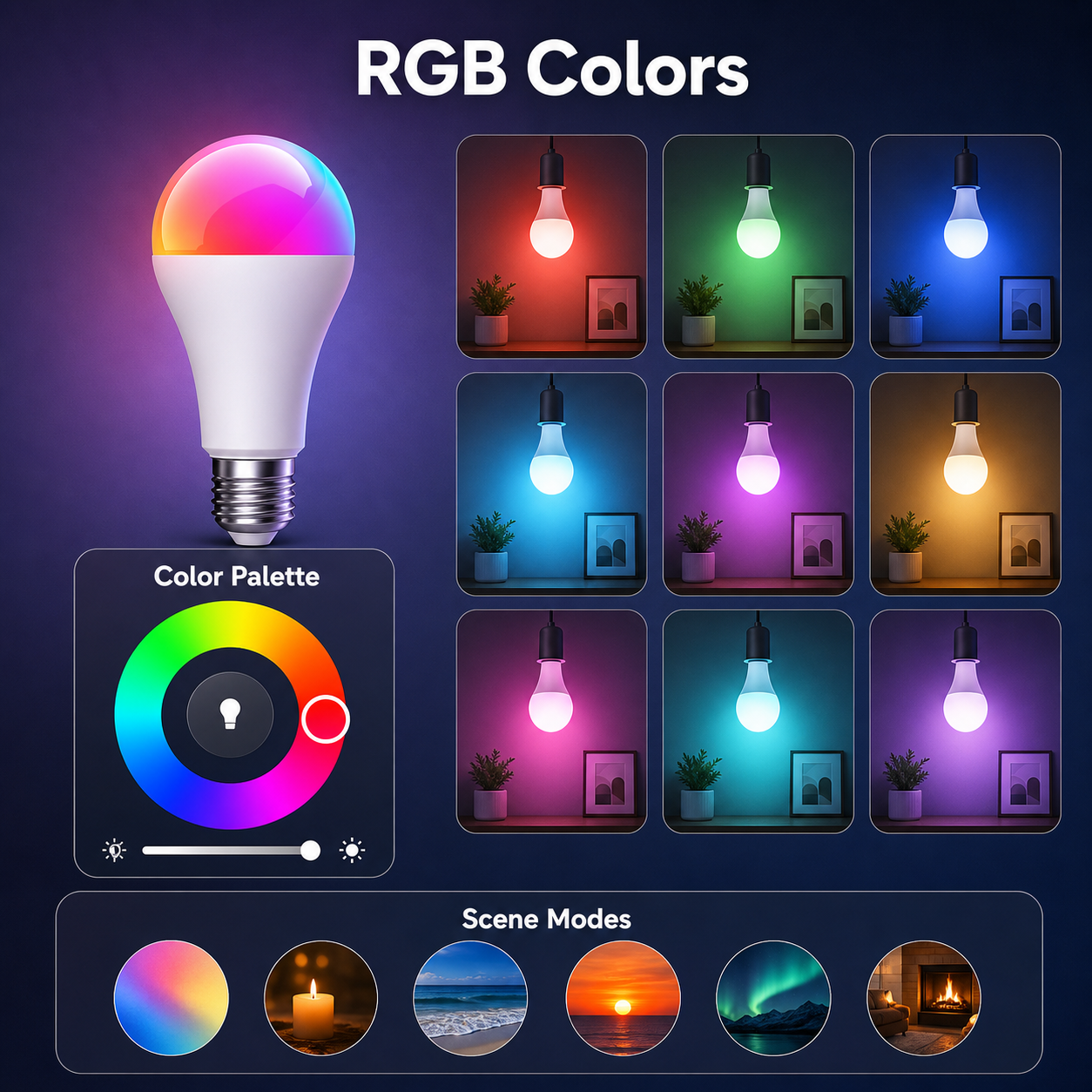 RGB color palette control for E27 Zigbee smart bulb