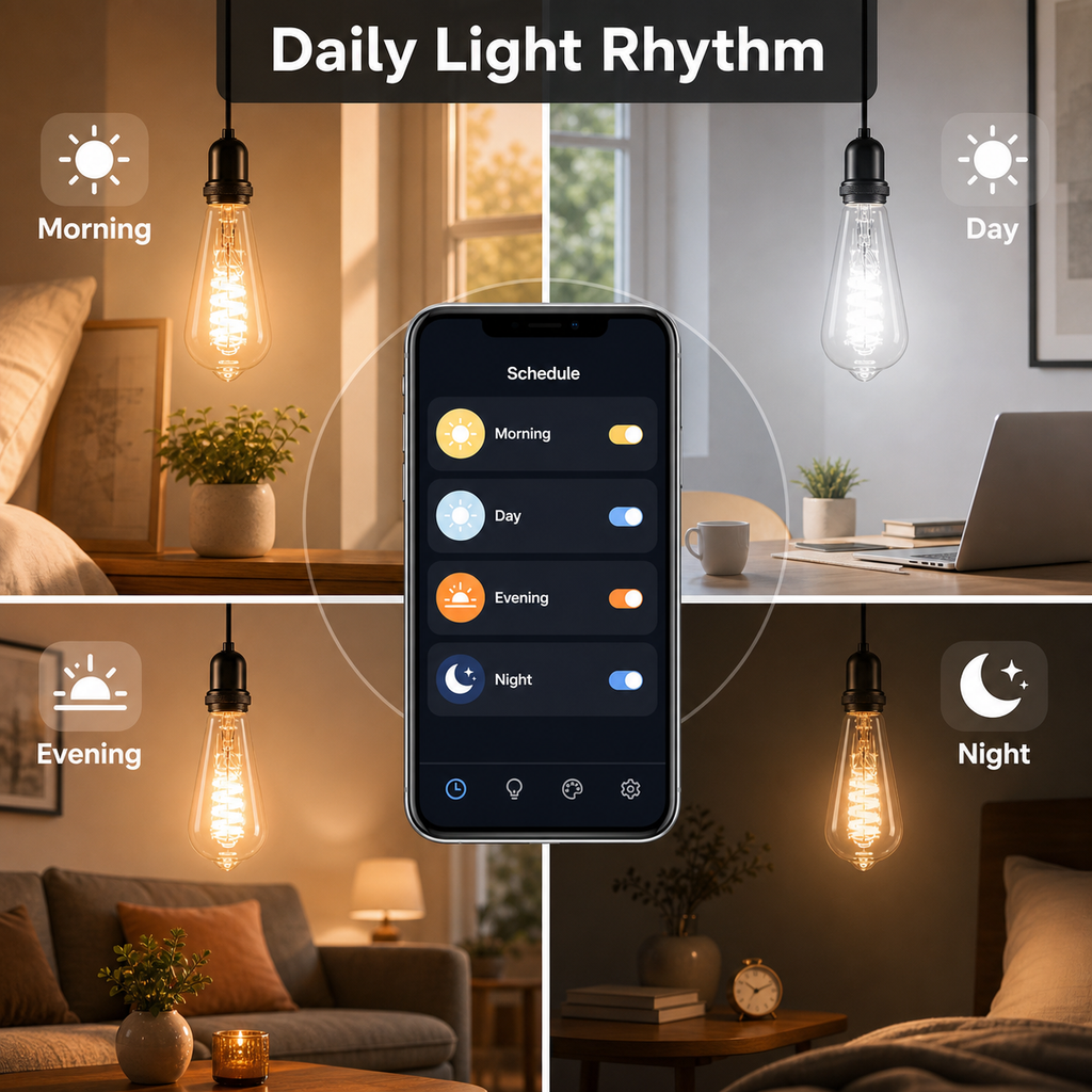 Daily light rhythm scenes for ST64 Edison smart bulb