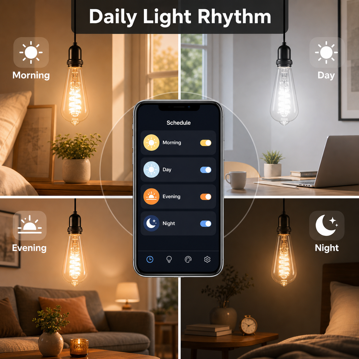 Daily light rhythm scenes for ST64 Edison smart bulb
