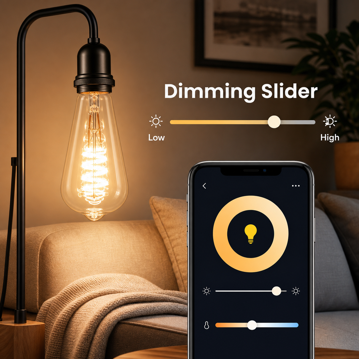 Dimming slider control for ST64 Edison smart bulb