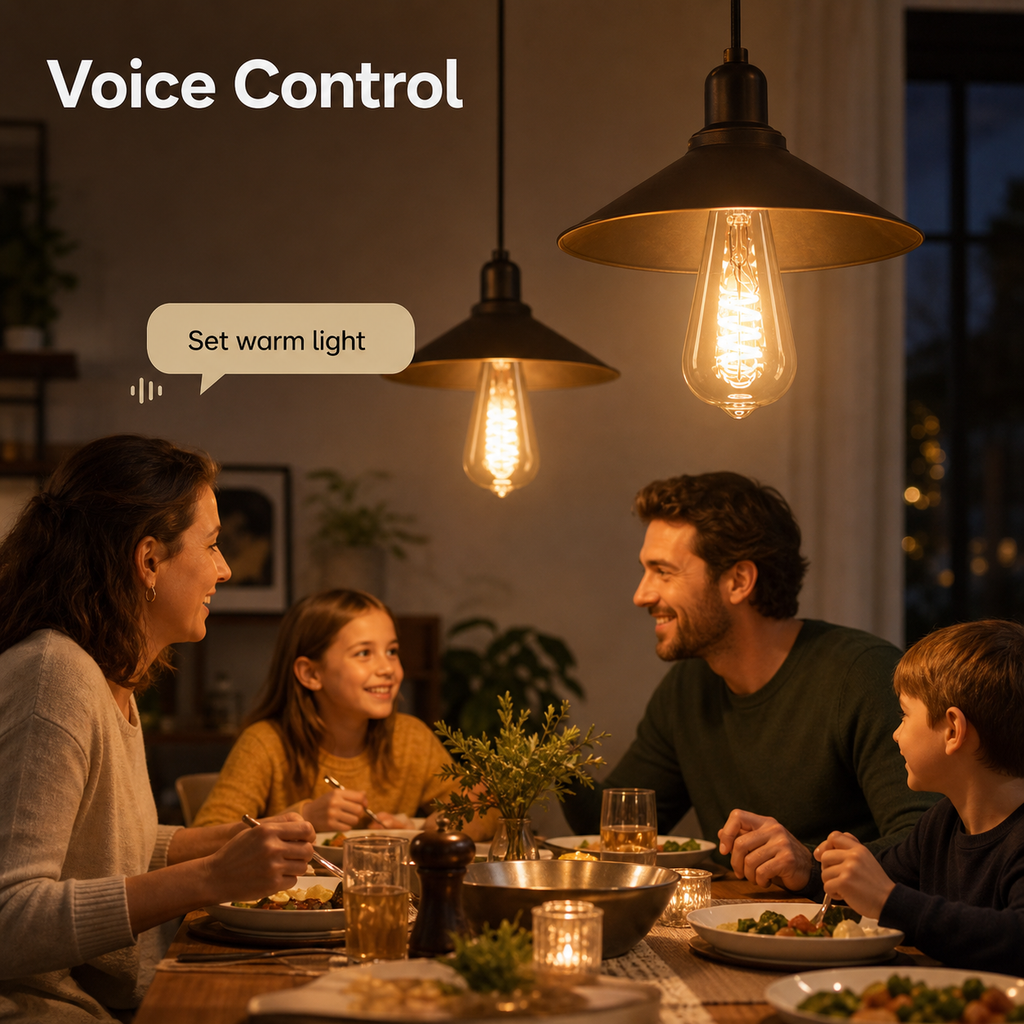 Voice control dining scene for ST64 Edison smart filament bulb
