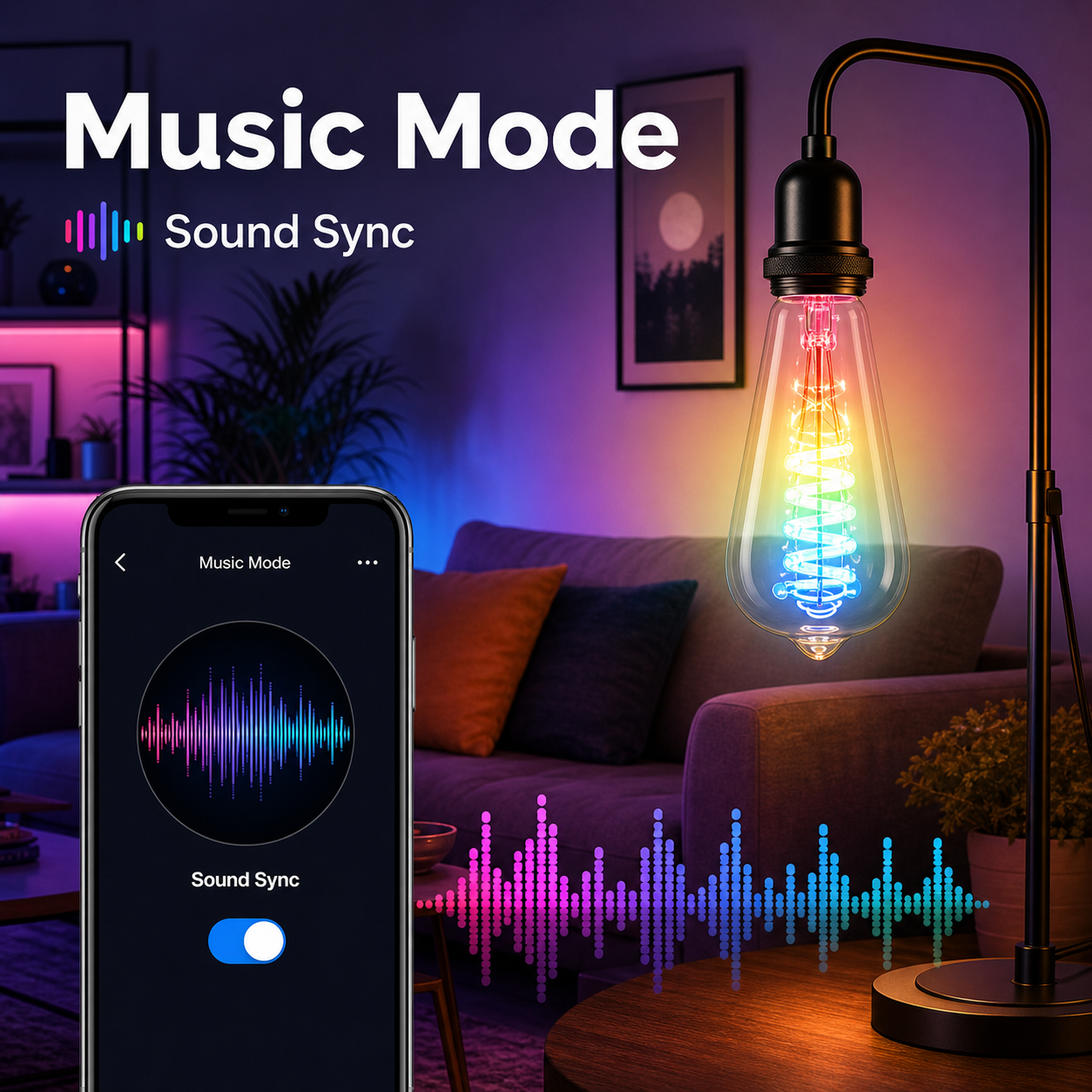 Music mode scene for ST64 Edison RGB+CCT smart bulb