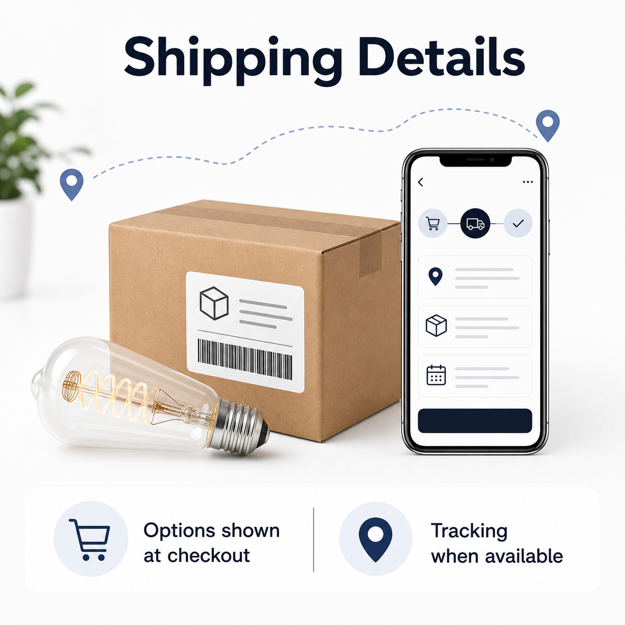 Shipping details information for ST64 Edison smart bulb