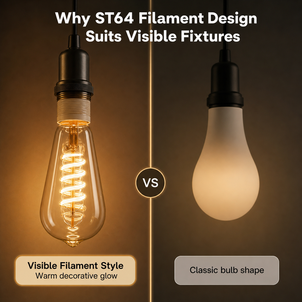 Visible filament design comparison for ST64 Edison bulb
