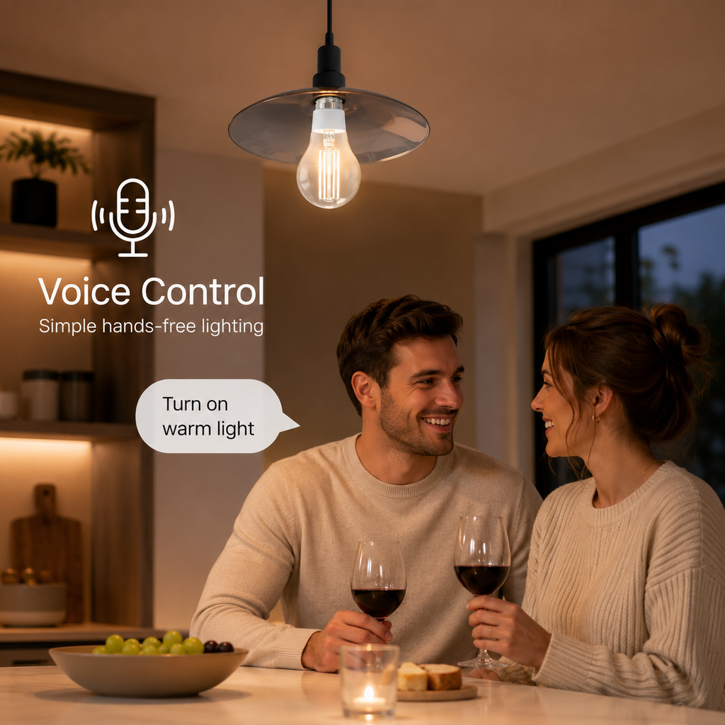 Generic voice control visual for WiFi filament bulb