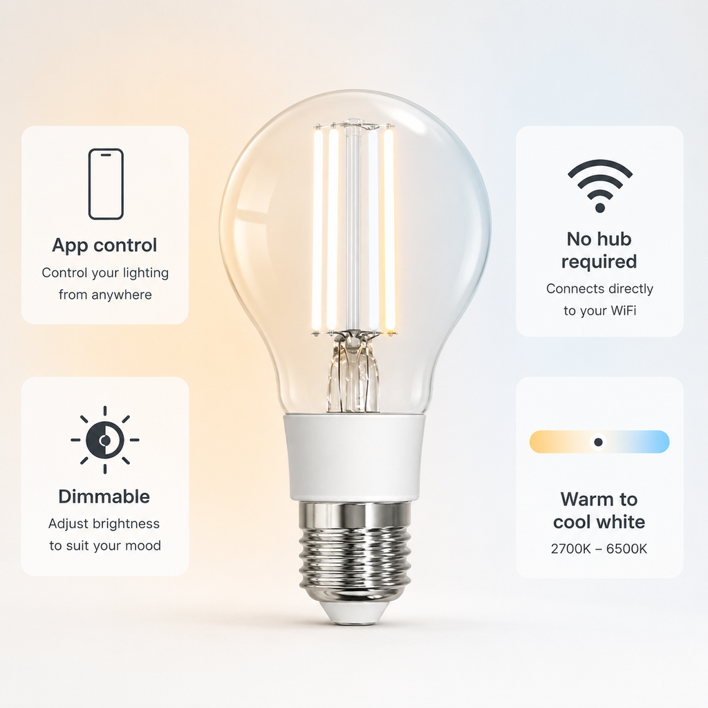 Smart bulb feature overview for WiFi E27 filament lamp
