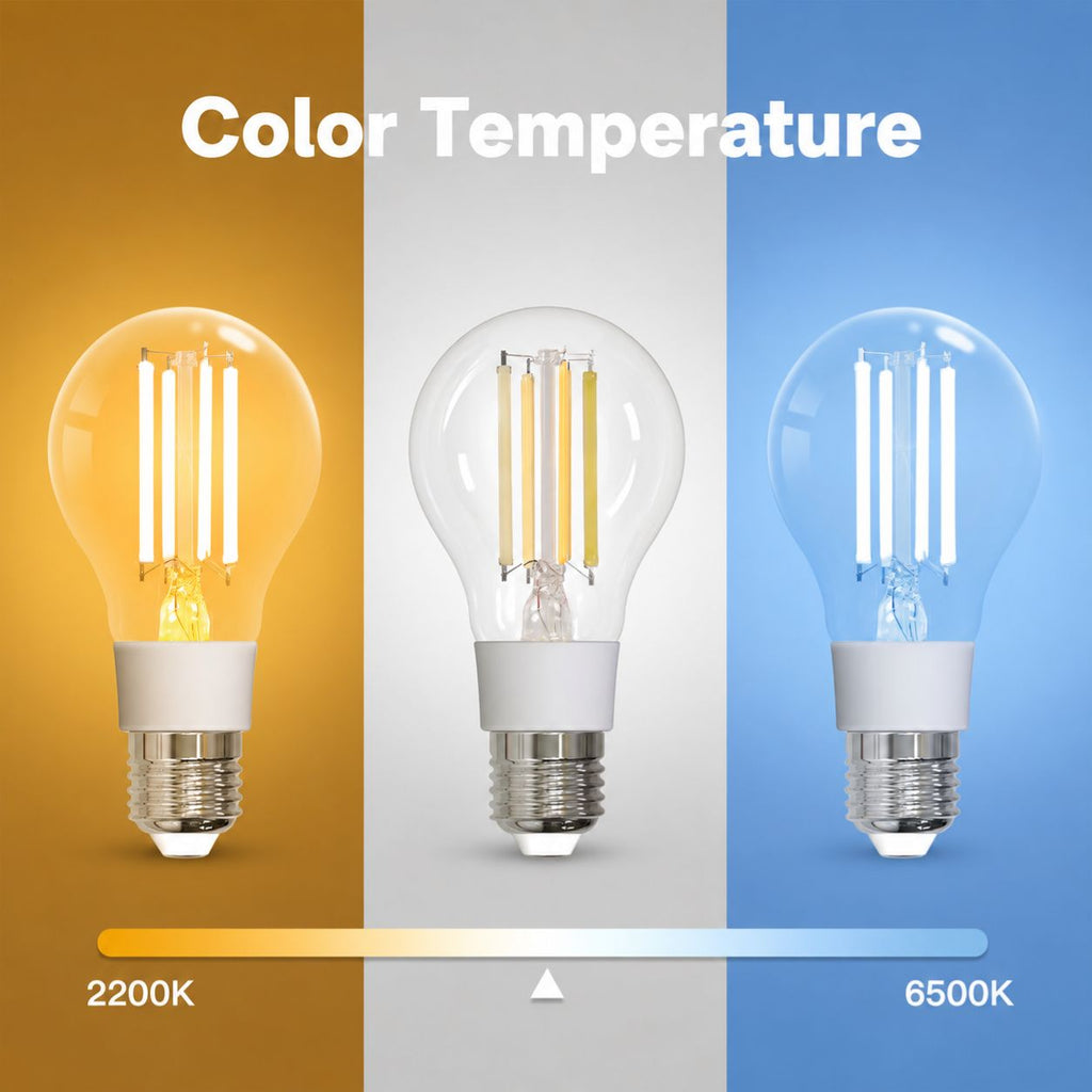 Adjustable white color temperature graphic for E27 filament bulb