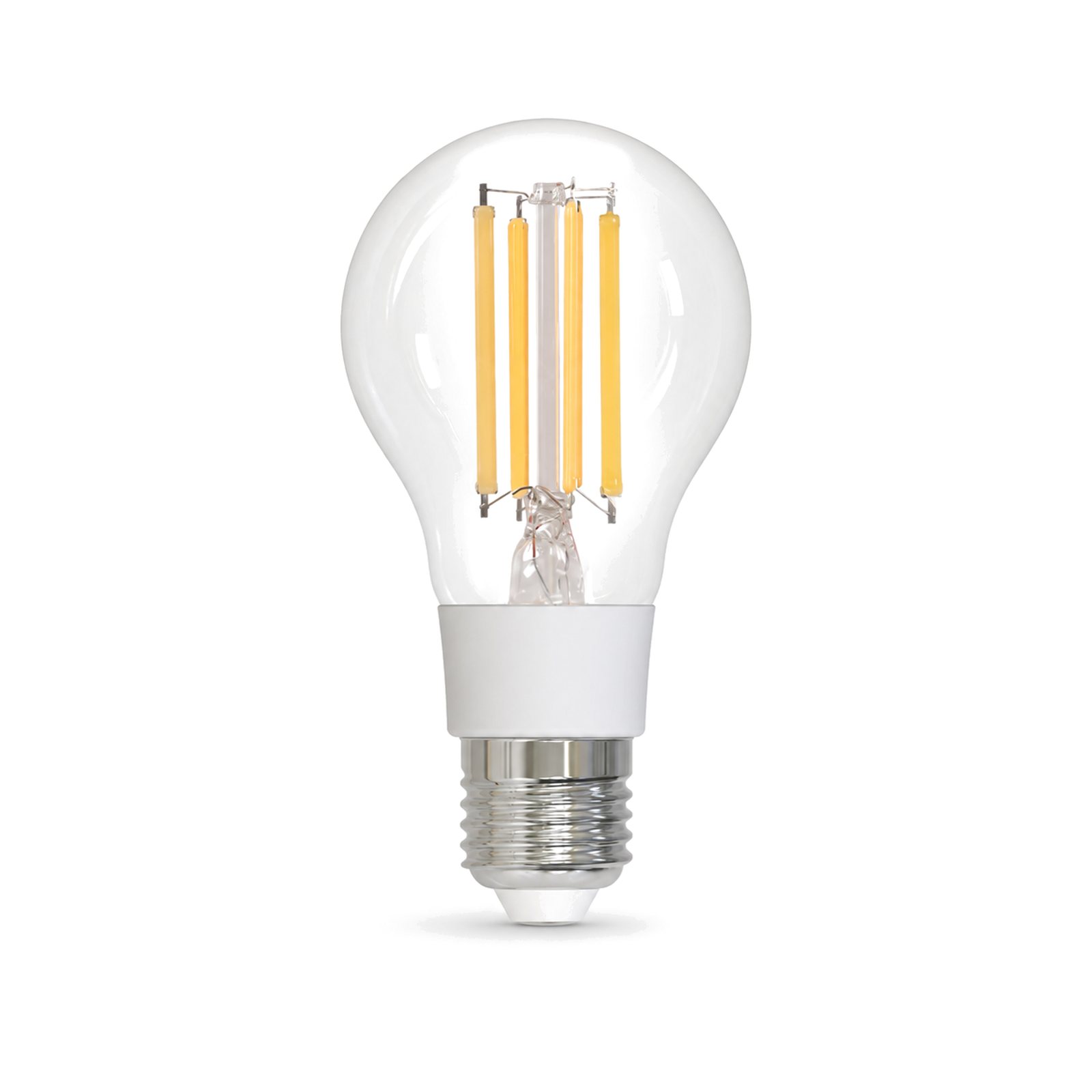 Ampoule LED filament E27 Matter 7W CCT sur fond blanc