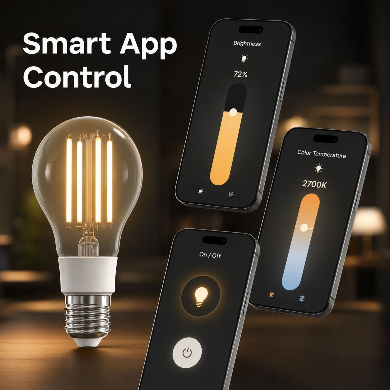 App control interface for E27 filament smart bulb