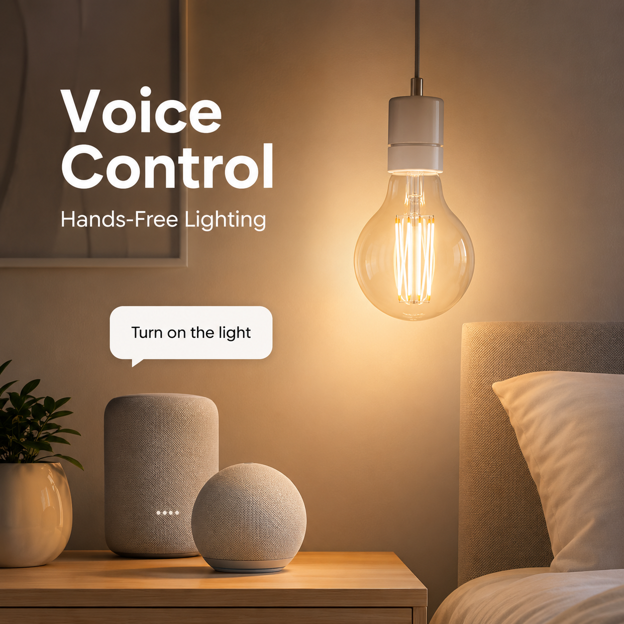 Generic voice control image for E27 filament smart bulb