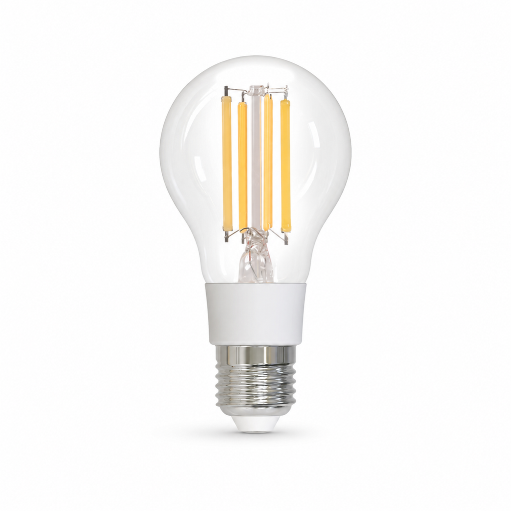Studio packshot of one E27 filament smart bulb
