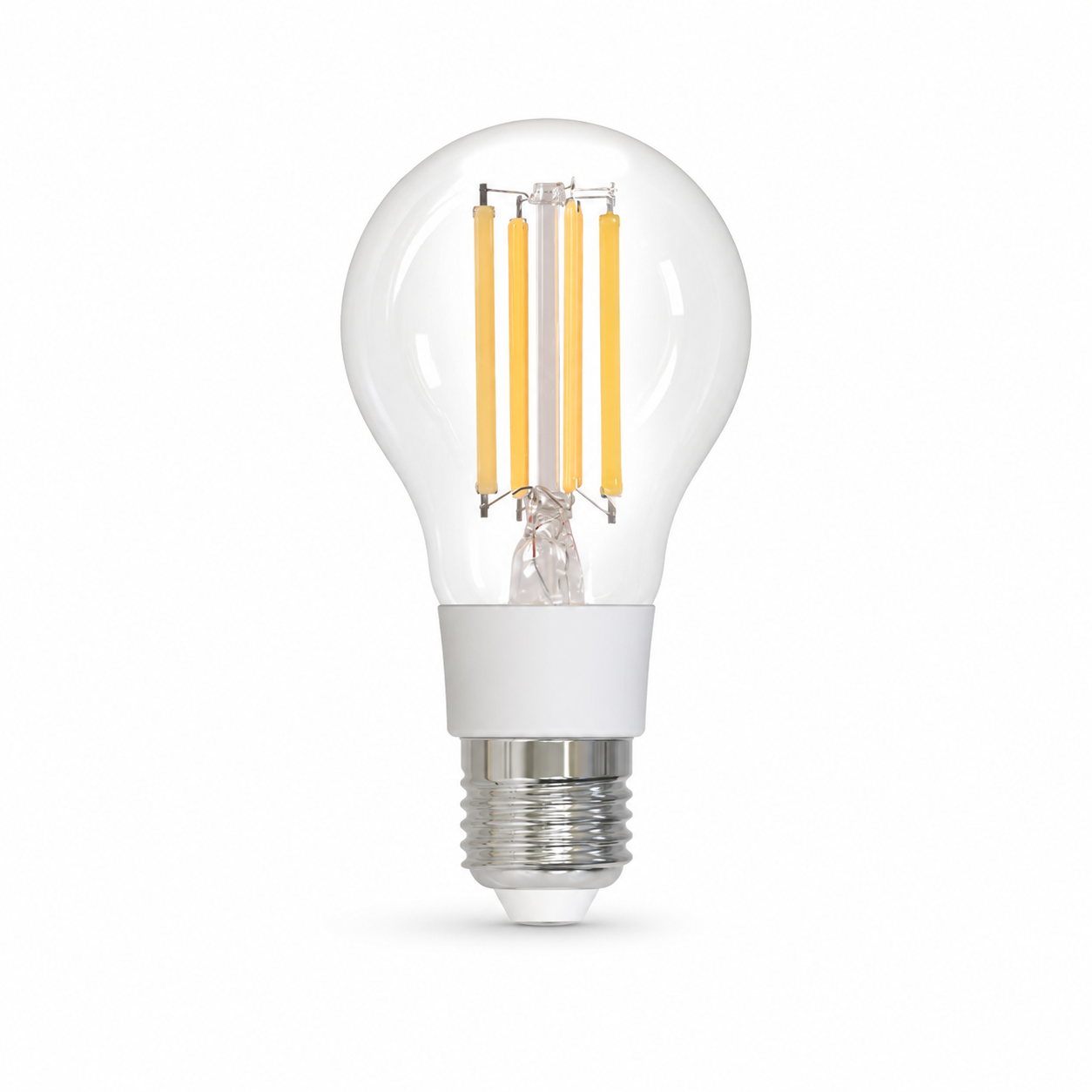 Studio packshot of one E27 filament smart bulb