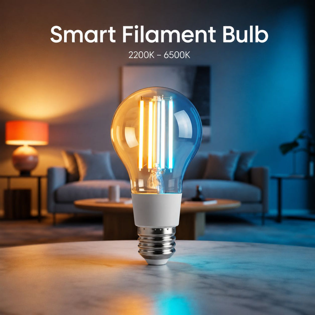 Premium product display image for E27 filament smart bulb