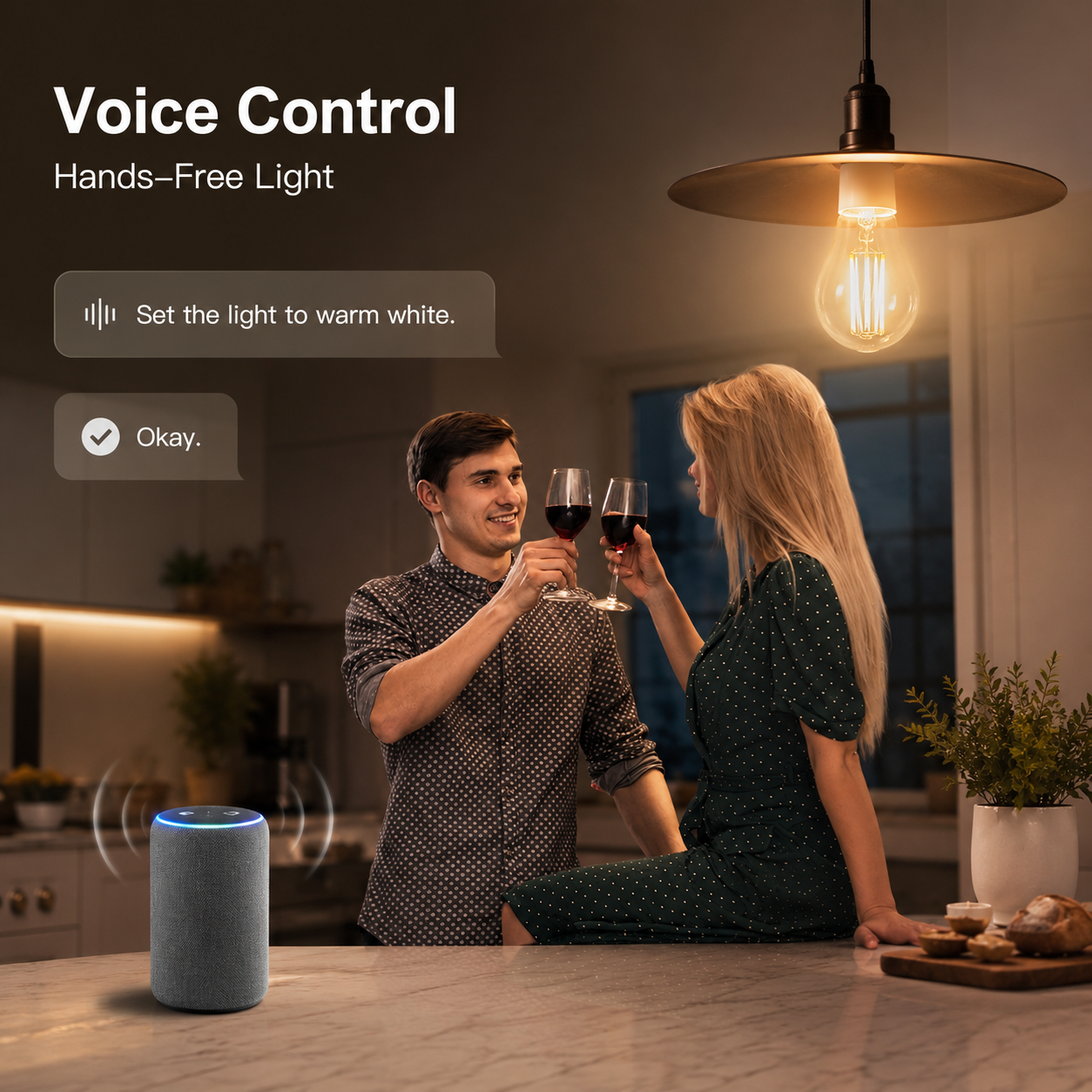Generic voice control scene for E27 Wi-Fi smart bulb