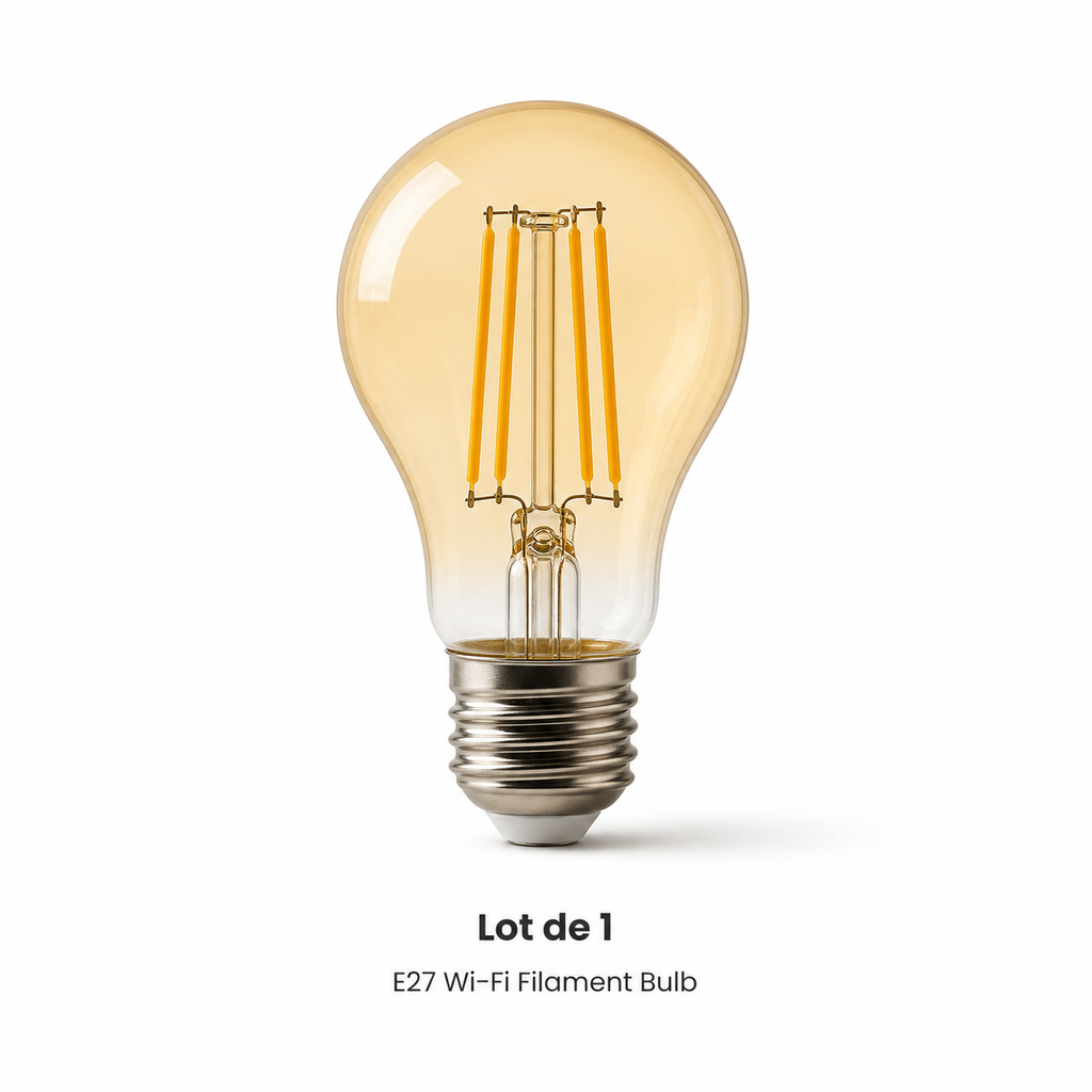 Lot de 1 studio packshot of E27 Wi-Fi filament bulb