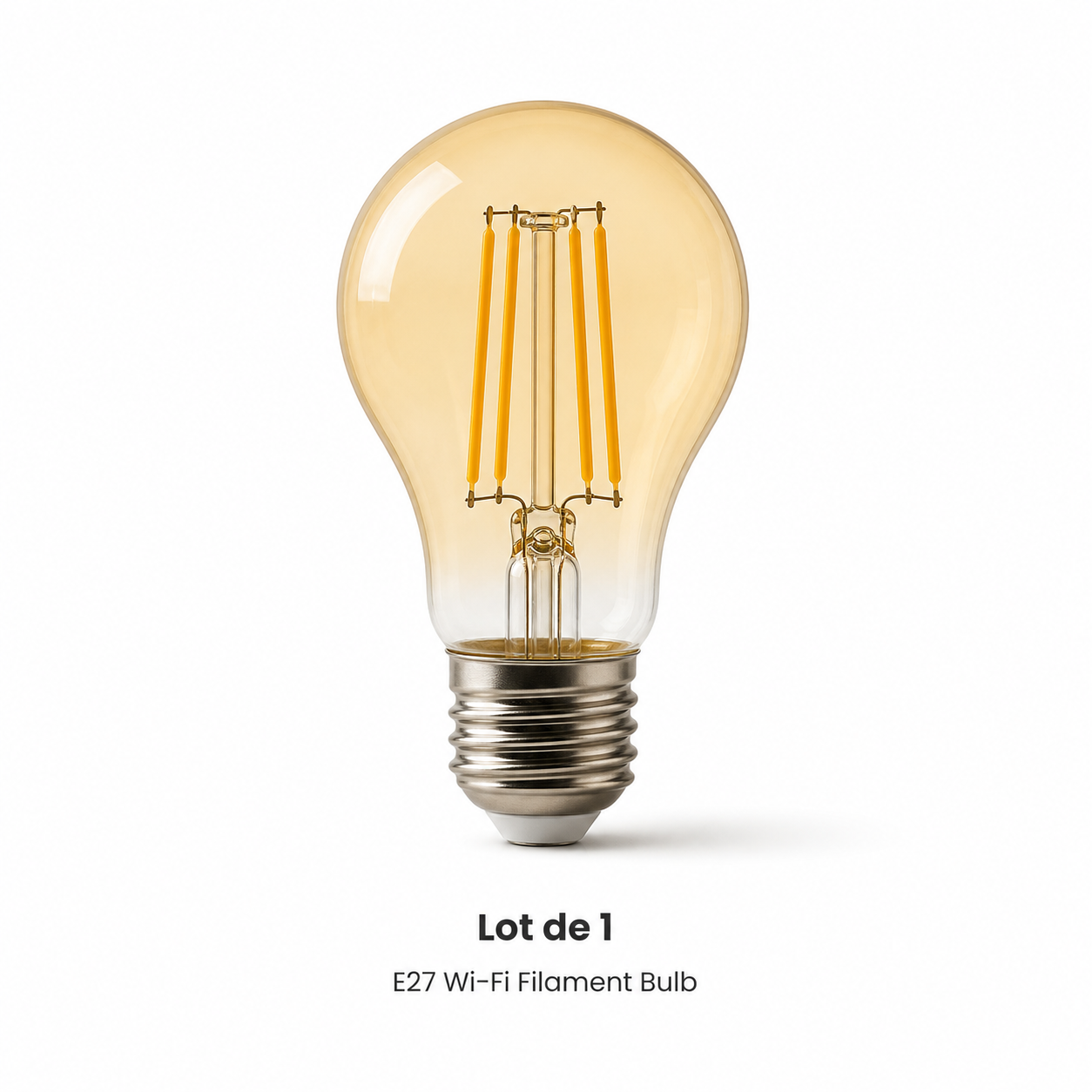 Lot de 1 studio packshot of E27 Wi-Fi filament bulb