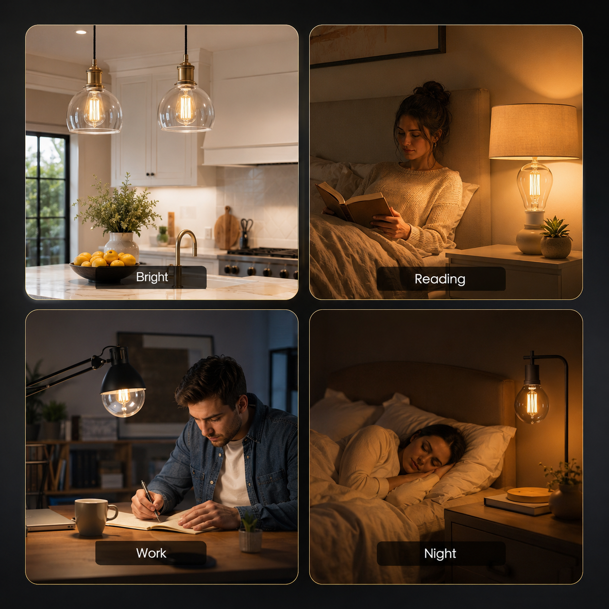 Home lighting scenes for E27 filament smart bulb