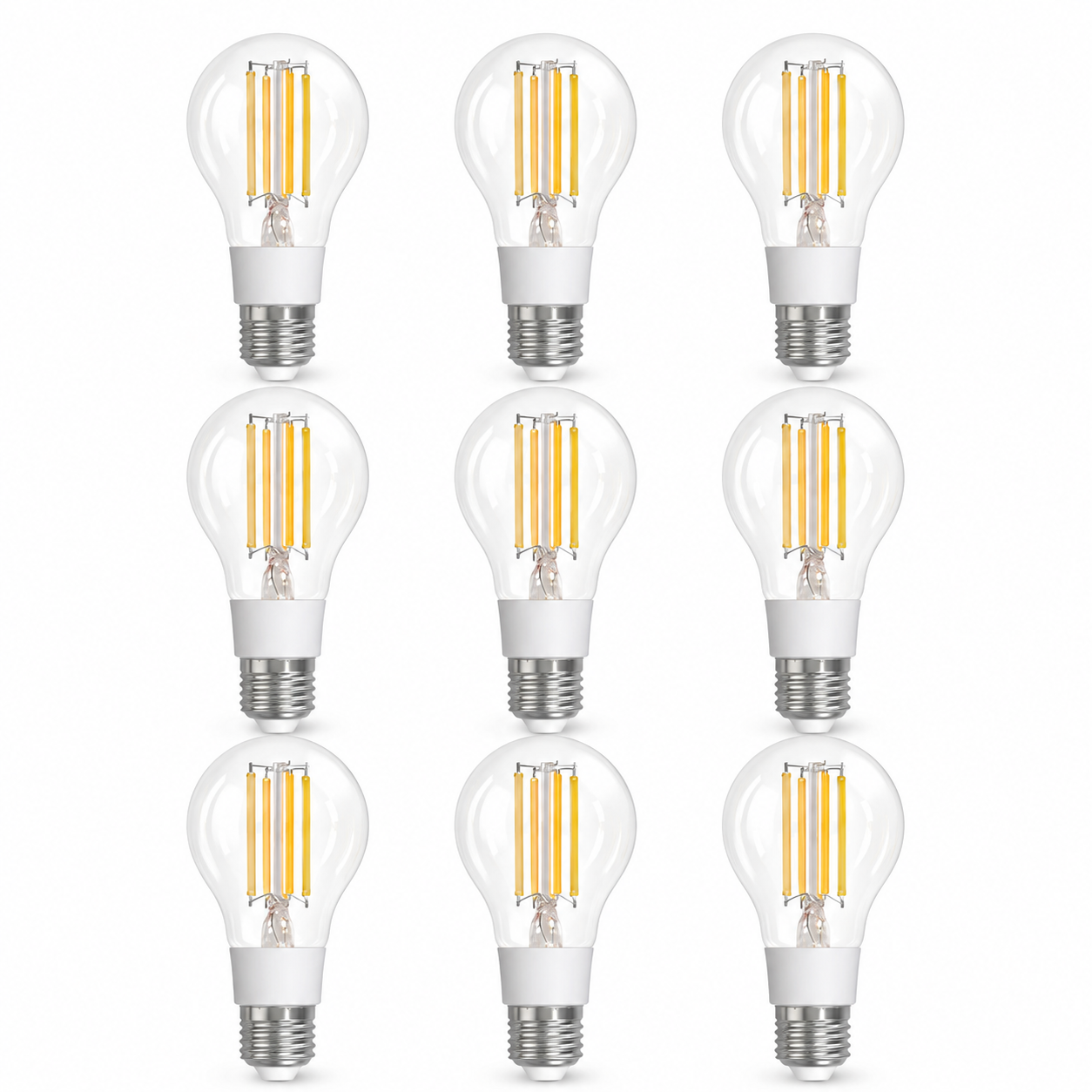 Nine bulb pack variant for Matter E27 filament smart bulbs