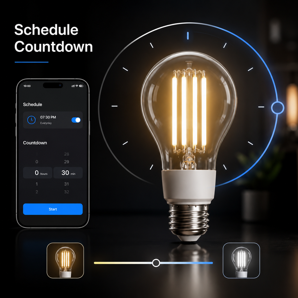 Schedule countdown timer visual for filament smart bulb