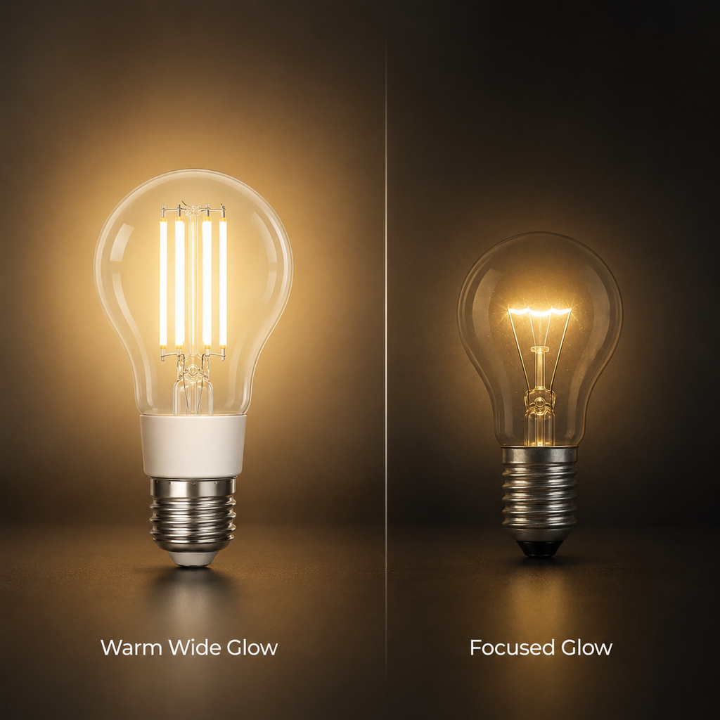 Warm filament glow comparison for smart E27 bulb