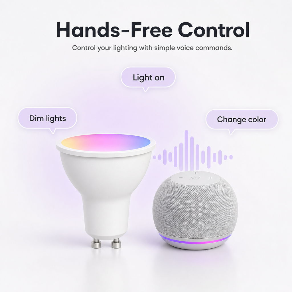 Hands-free control image for GU10 Matter smart bulb