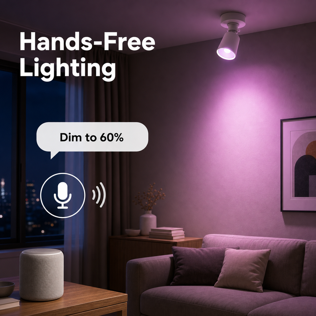 Hands-free lighting scene for GU10 smart bulb