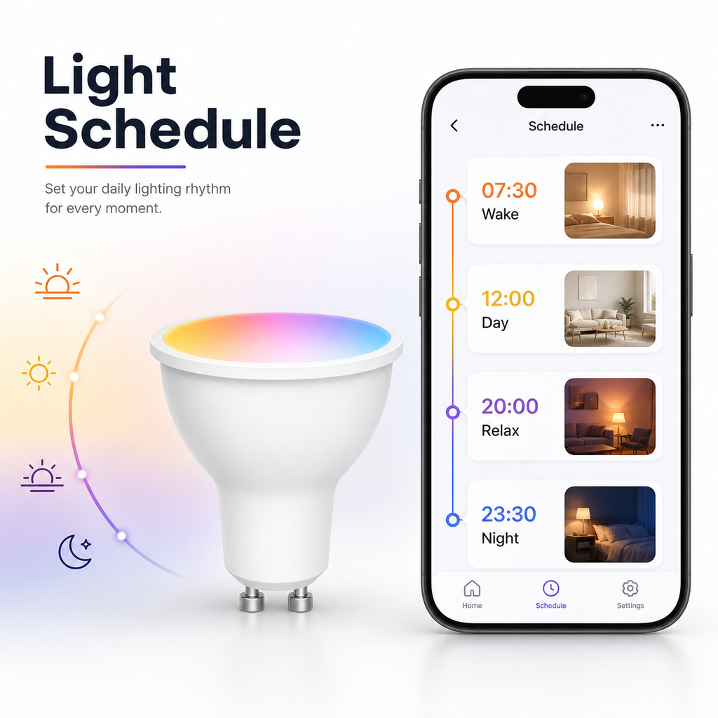 Light schedule interface for GU10 smart bulb