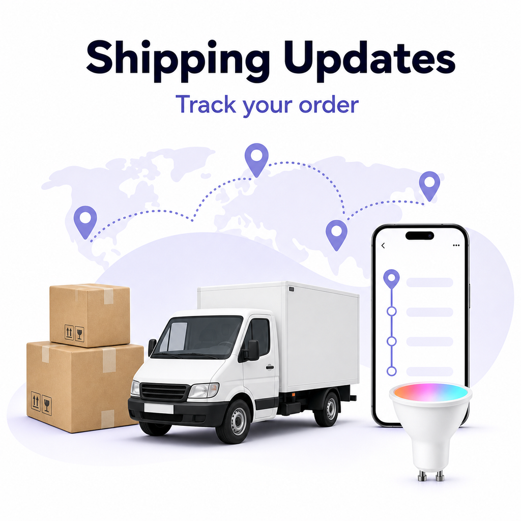 Shipping updates card for GU10 bulb product page