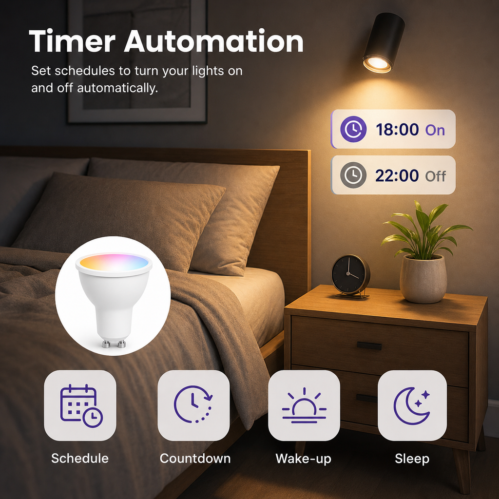 Timer automation scene for GU10 Matter smart bulb