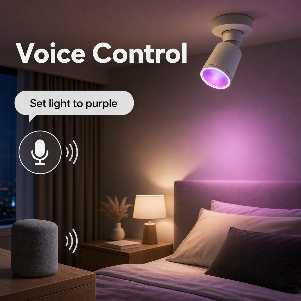 Voice control bedroom scene for GU10 smart LED bulb