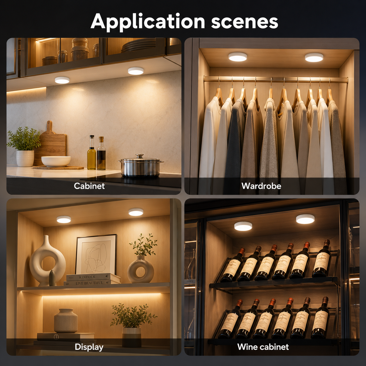 Scènes d'application de l'ampoule GX53 en meuble et dressing